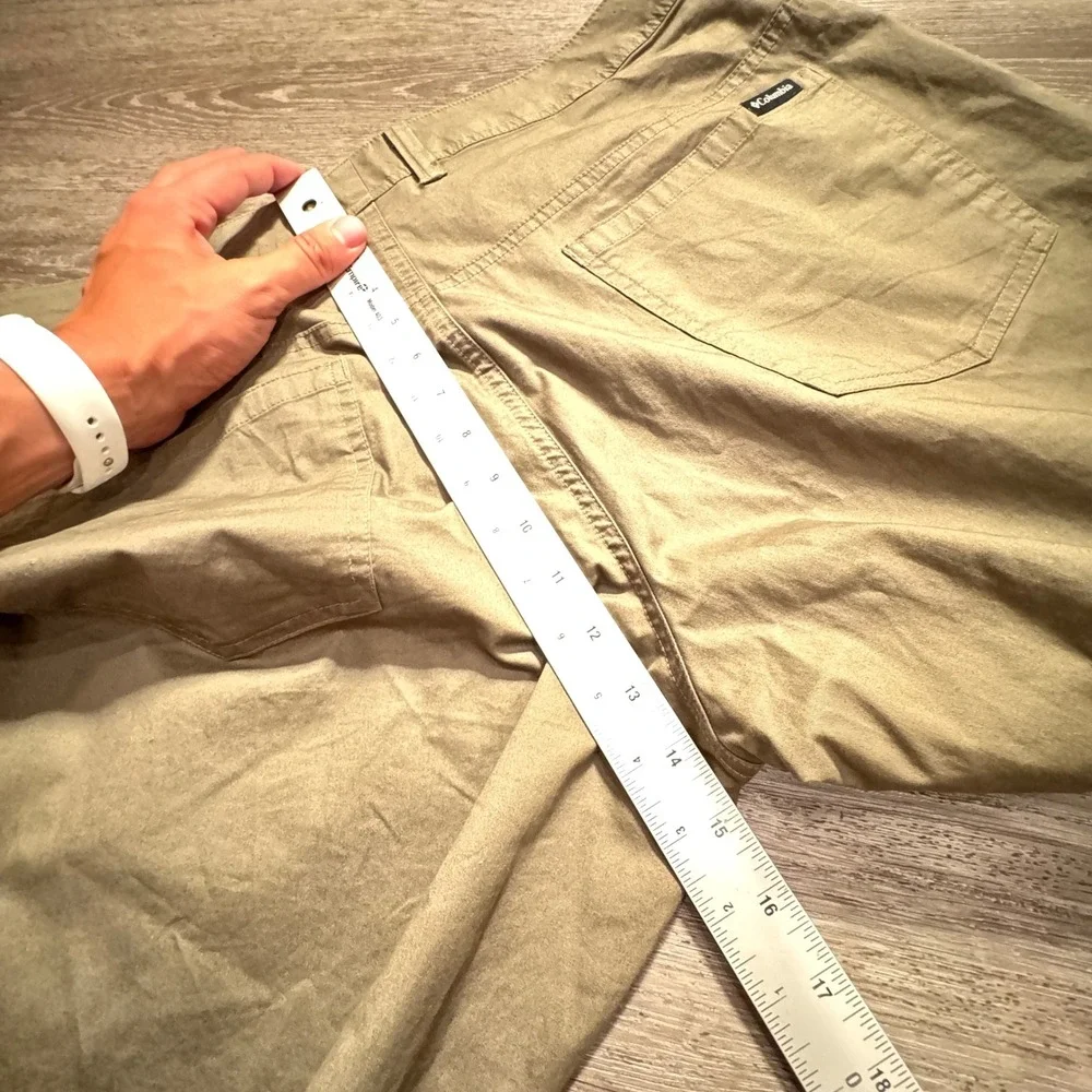 Columbia Pants Men 34 Green Cotton Stretch Regular Fit Hiking Trail AM0449 36x30